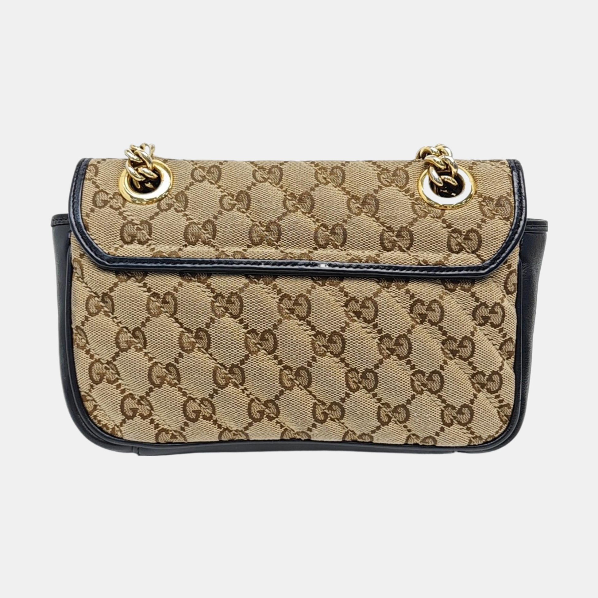 GG Marmont Small Quilted Canvas Brown