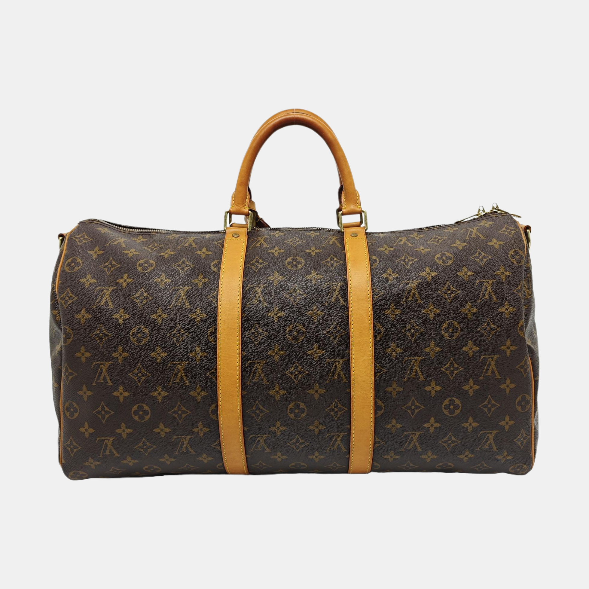 KEEPALL 50 Monogram Coated Canvas Brown