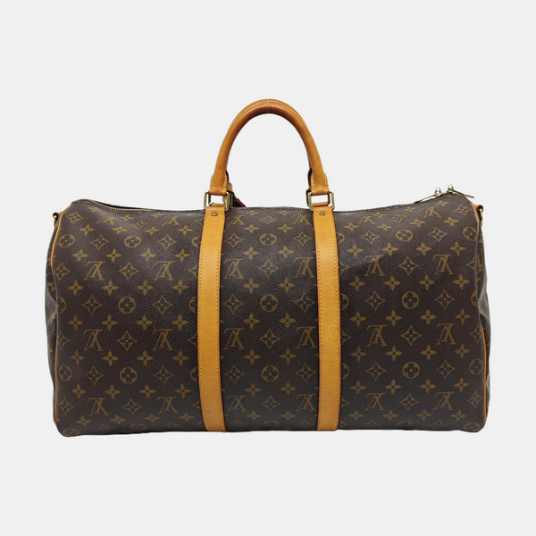 KEEPALL 50 Monogram Coated Canvas Brown