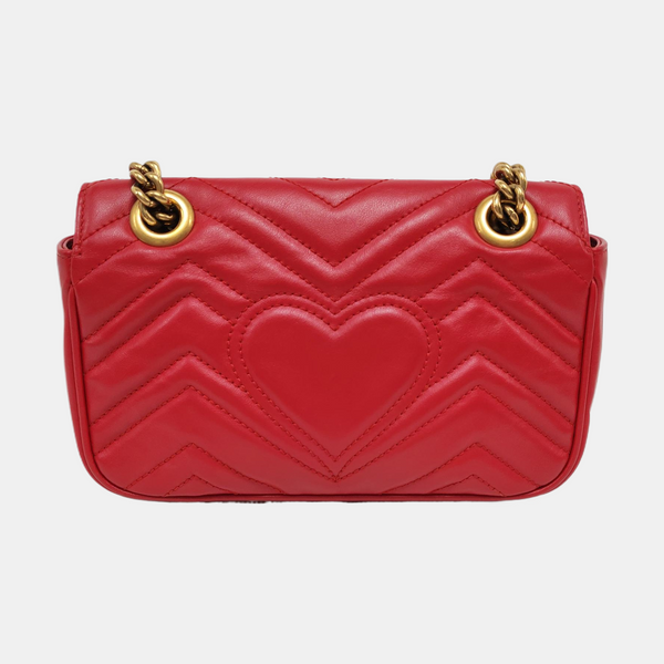 Authenticated pre-owned  GG Marmont Small Quilted Calfskin Red - Crossbody Bag at Looply