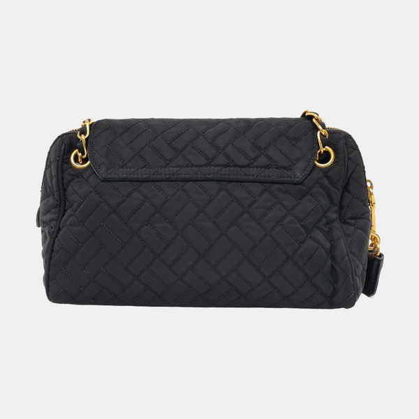 Quilted Nylon Shoulder Bag Black
