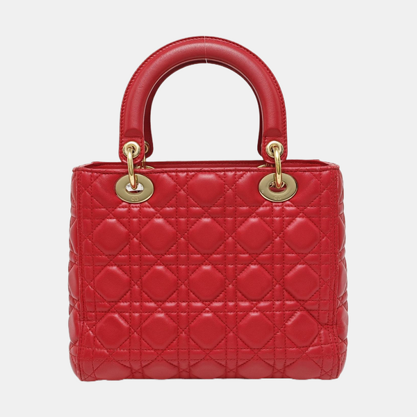 Lady Dior Medium Cannage Lambskin Red