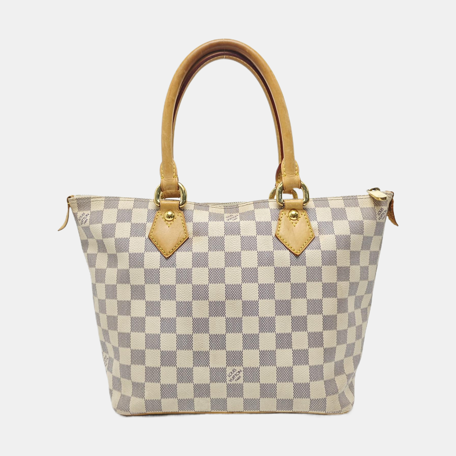 SALEYA PM Damier Azur Coated Canvas White