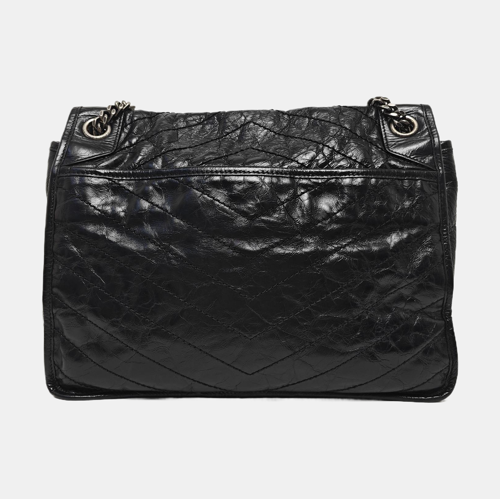 NIKI Large Chevron Calfskin Black