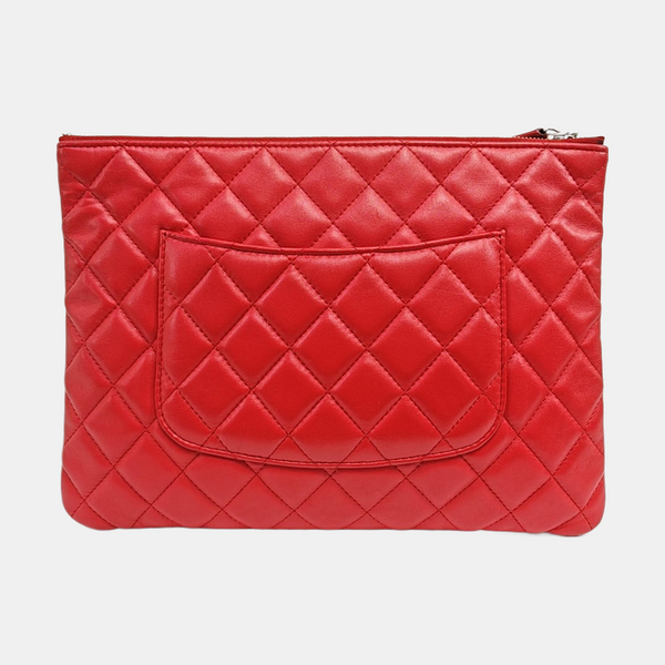 Quilted Lambskin Clutch Red
