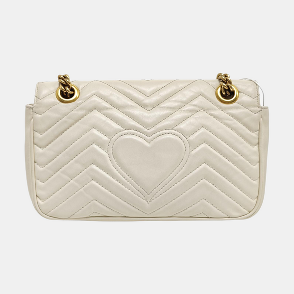 GG Marmont Medium Quilted Calfskin White