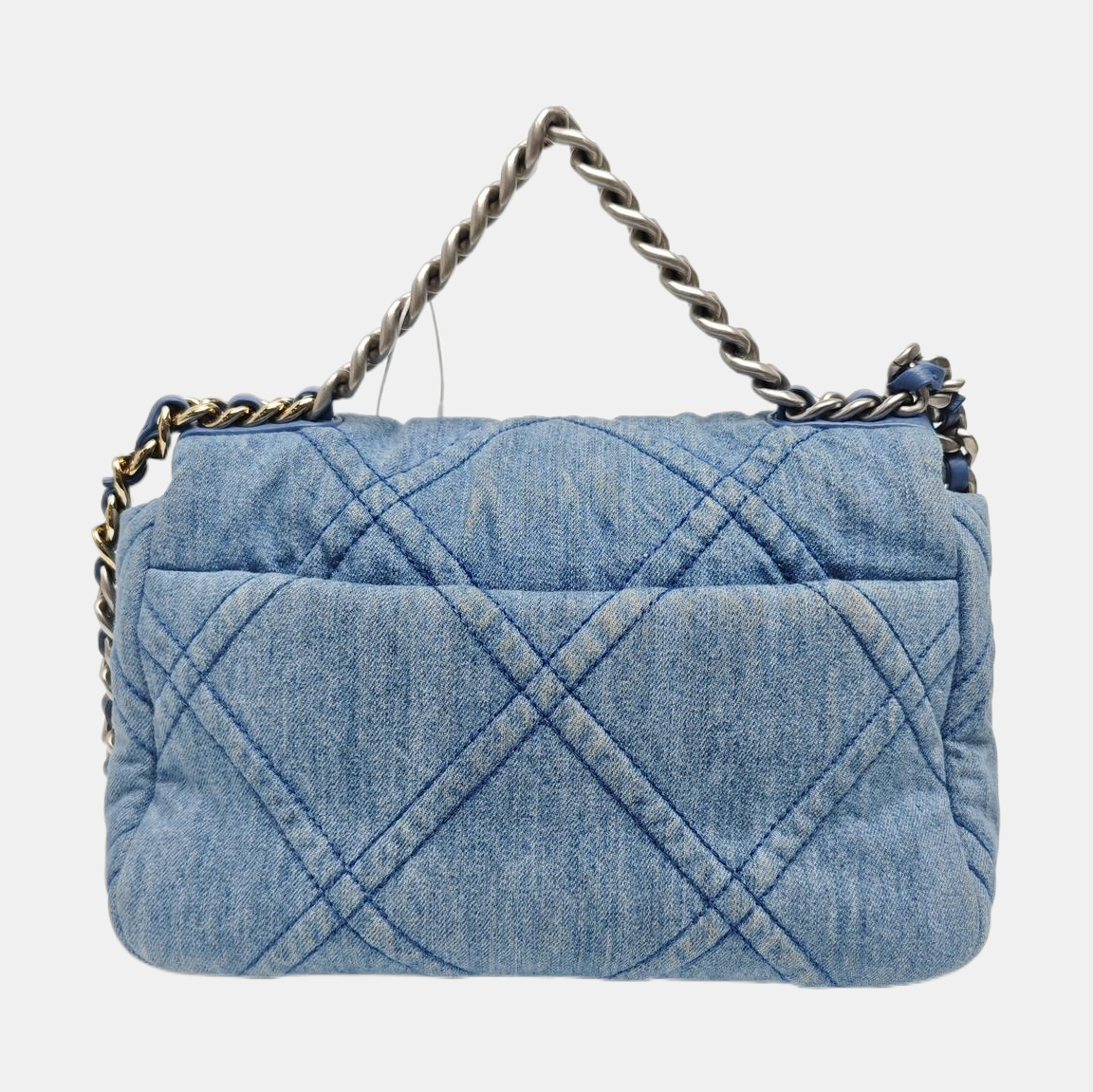 CHANEL 19 Small Quilted Canvas Blue