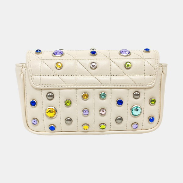 Authenticated pre-owned  GG Marmont Mini Quilted Calfskin White - Crossbody Bag at Looply