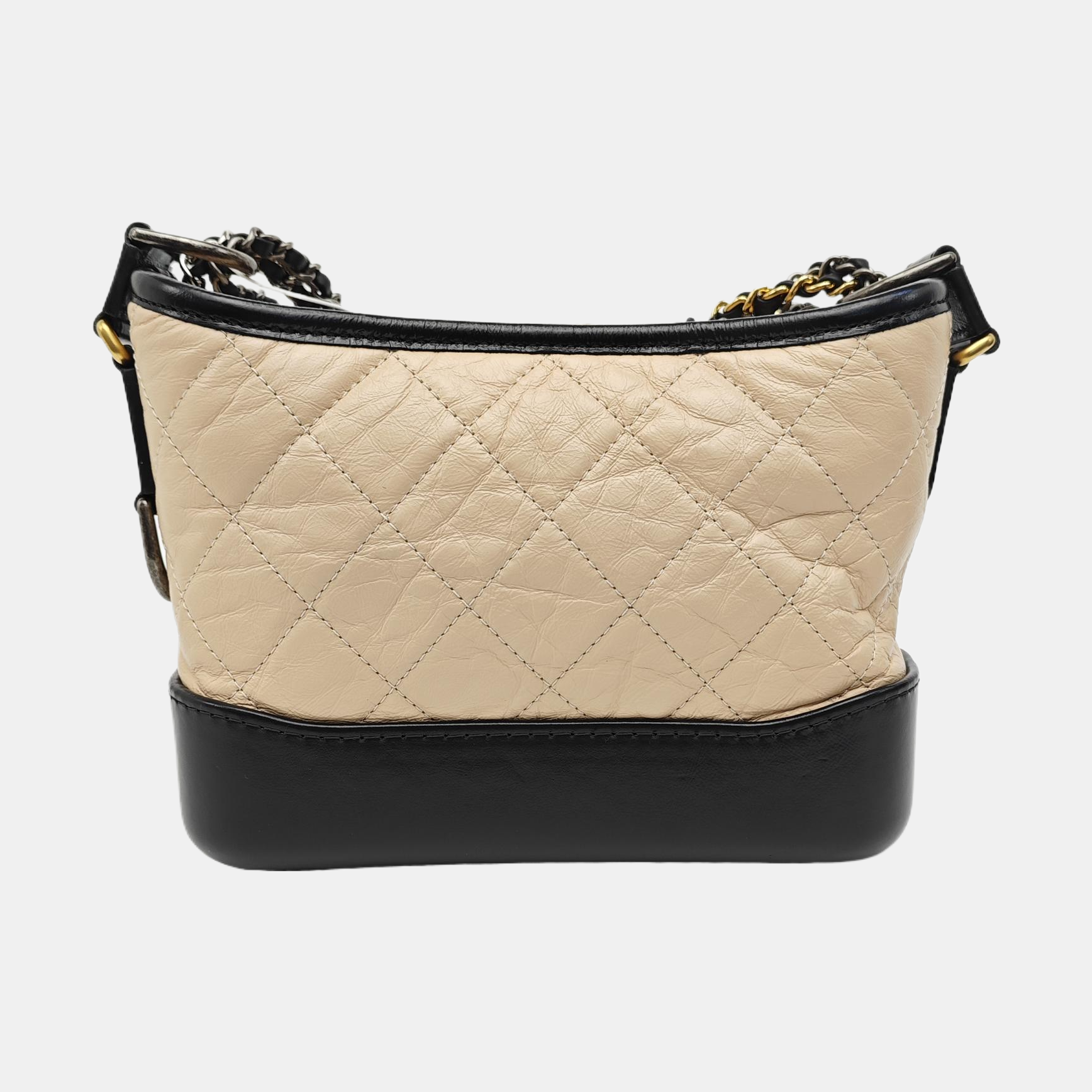 GABRIELLE Small Quilted Calfskin Beige