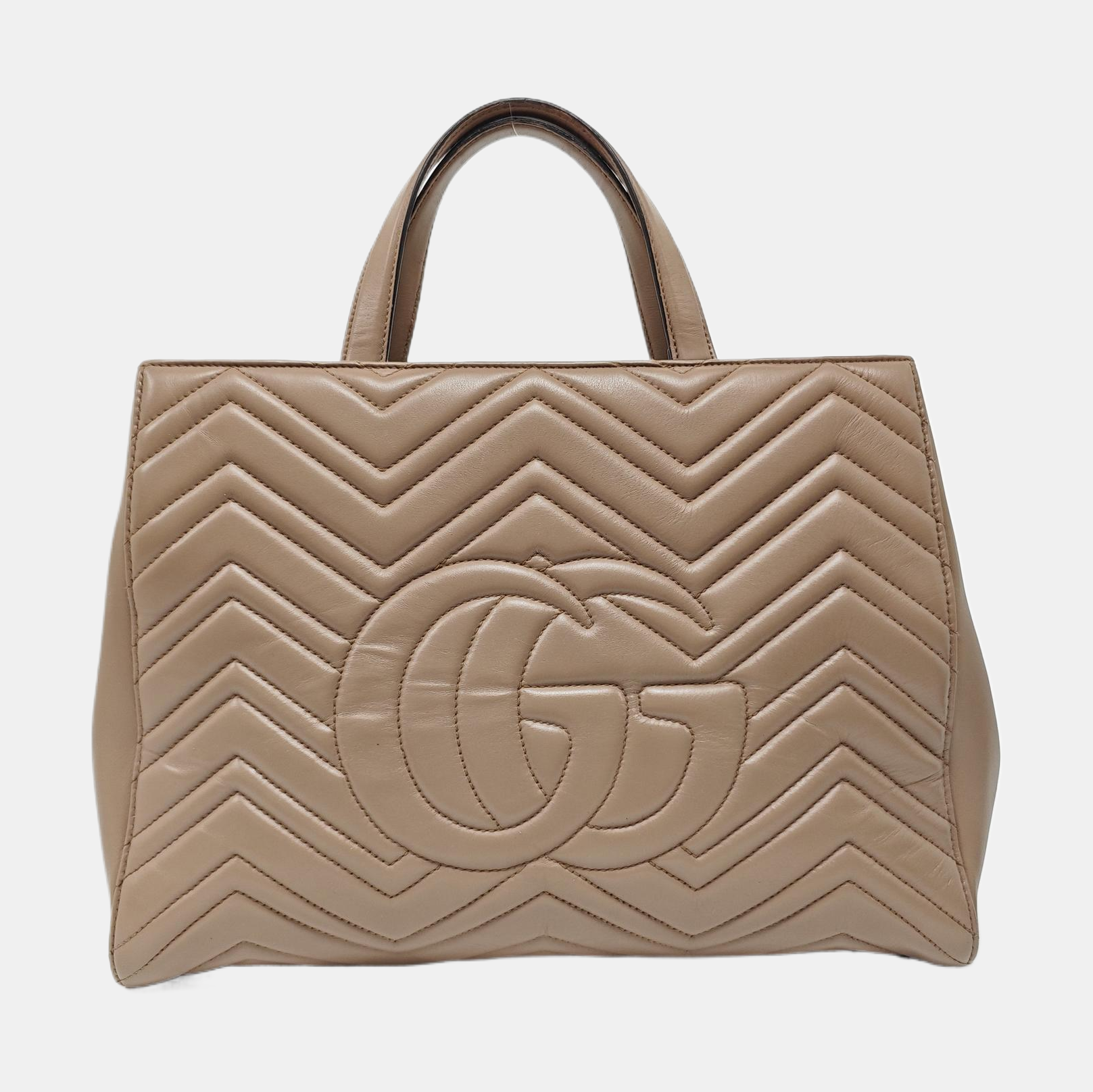 Authenticated pre-owned  GG Marmont Quilted Calfskin Beige - Tote Bag at Looply