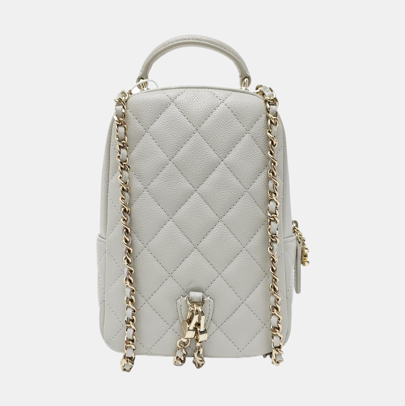 Quilted Grained Calfskin Backpack Mini Gray