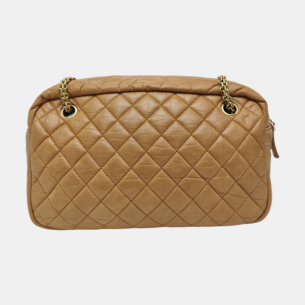 Quilted Calfskin Shoulder Bag Beige