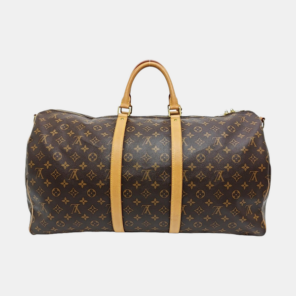 KEEPALL 55 Monogram Coated Canvas Brown