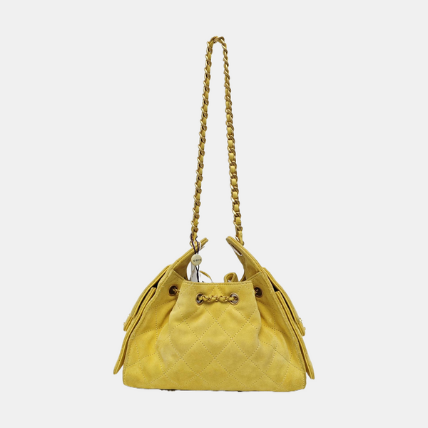 CHANEL 25 Quilted Suede Yellow