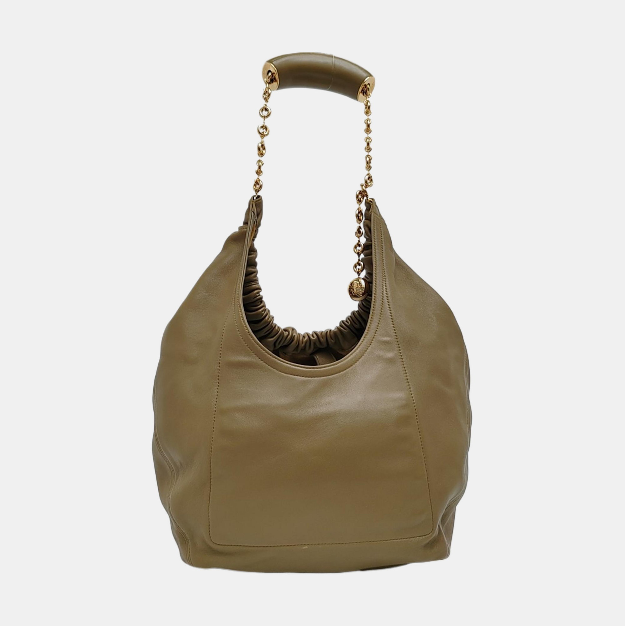 Bolsa Squeeze pequeña de piel de cordero color verde
