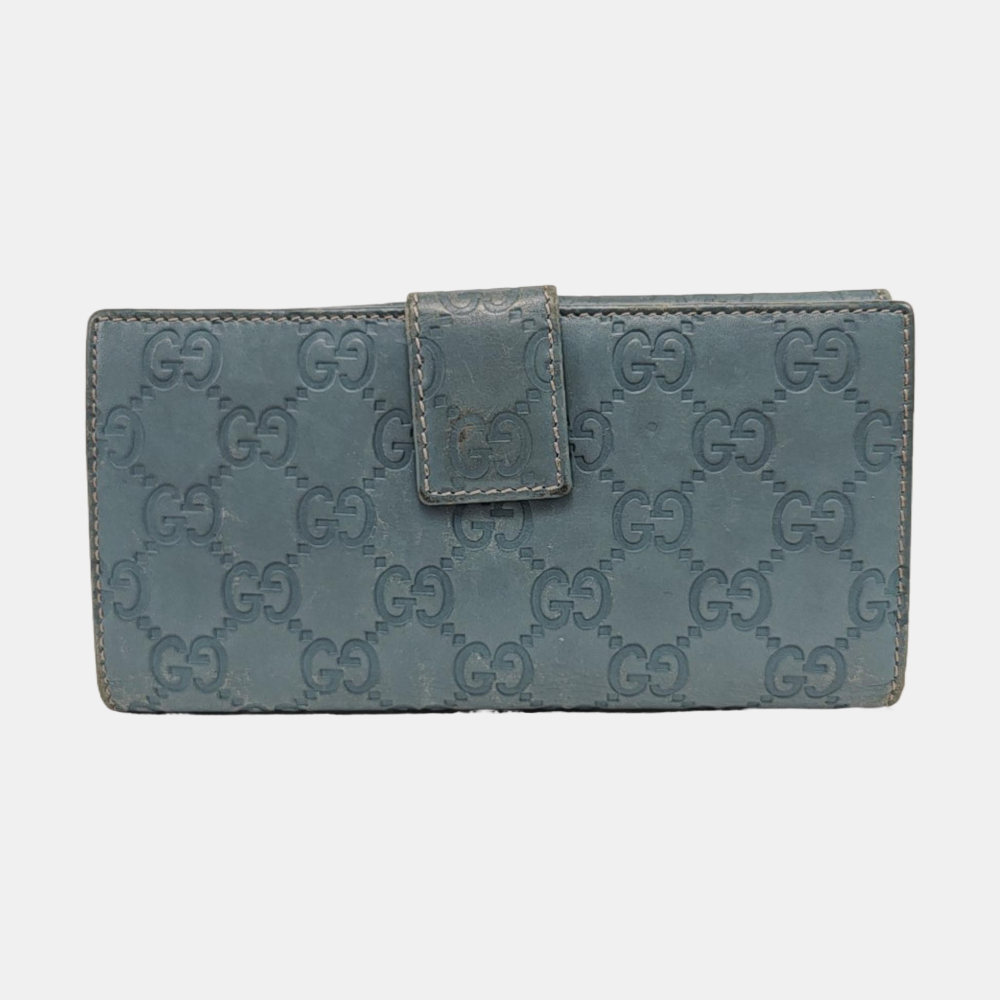 Monogram Leather Wallet Blue