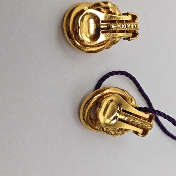Twist Round Metal Gold Clip On Earrings