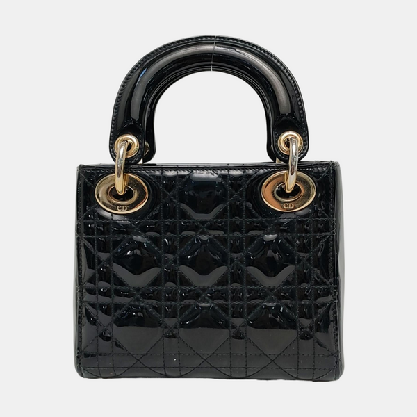 Lady Dior Mini Quilted Patent Leather Black