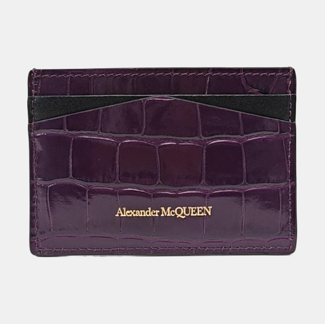 Leather Card Holder Purple
