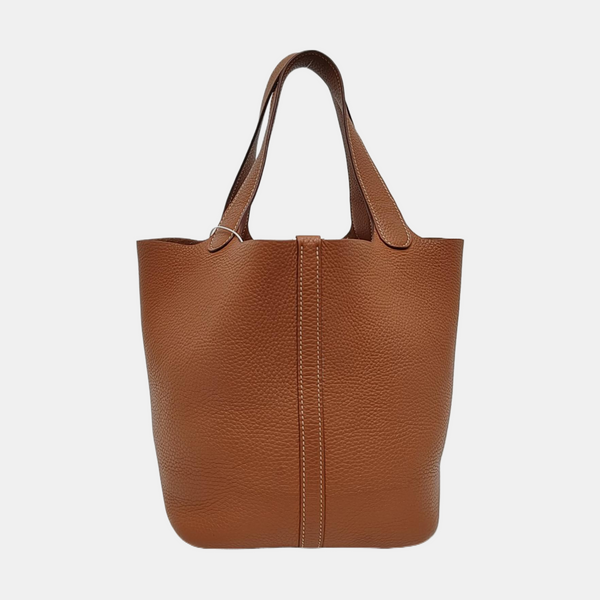 Authenticated pre-owned  Picotin Lock 22 Clemence Brown - Bucket Bag at Looply