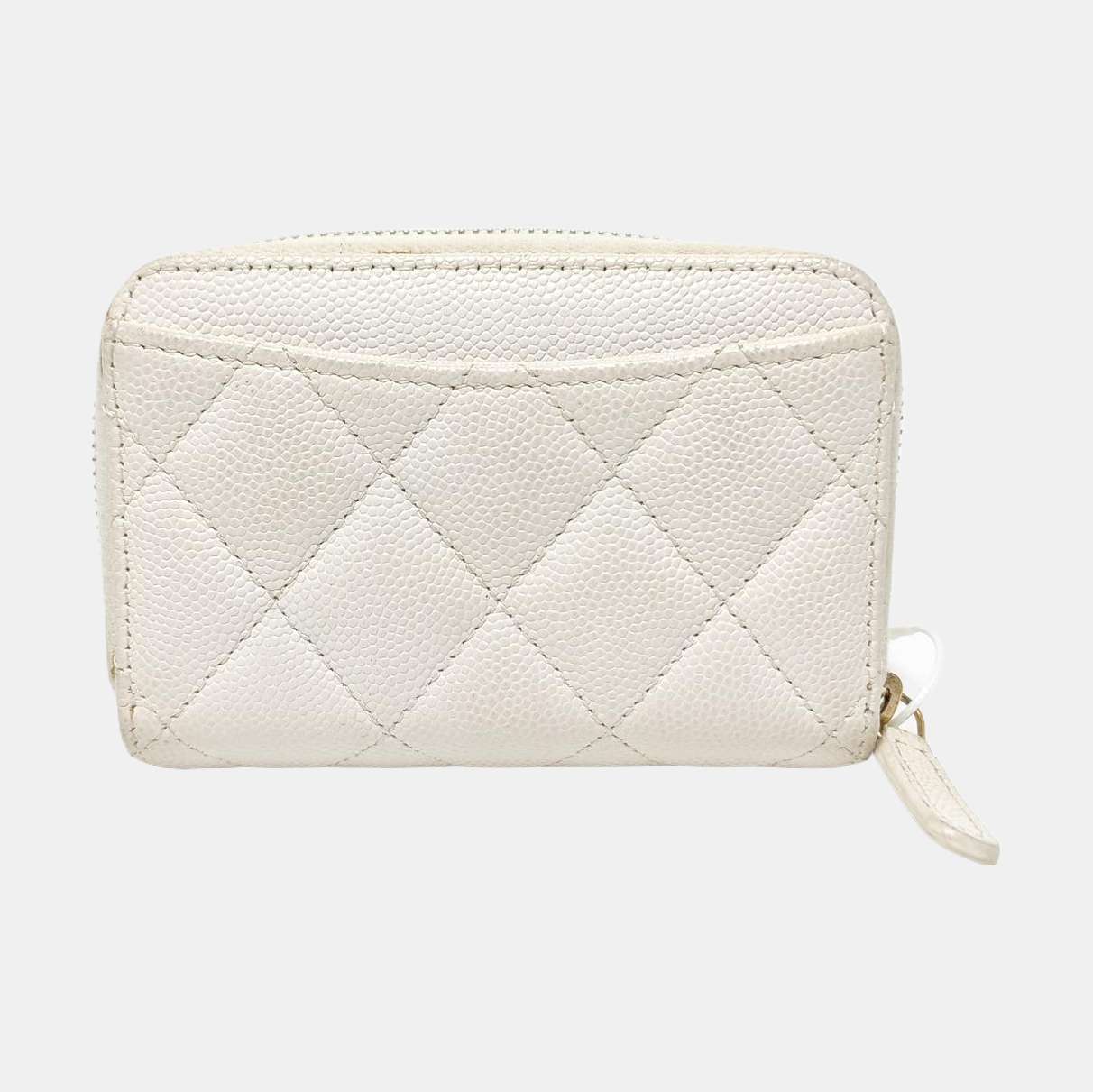 Quilted Grained Calfskin Card Holder White