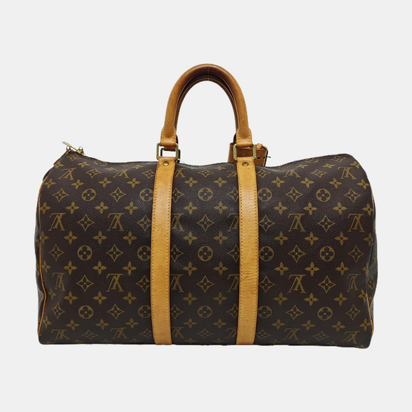 KEEPALL 45 Monogram Coated Canvas Brown