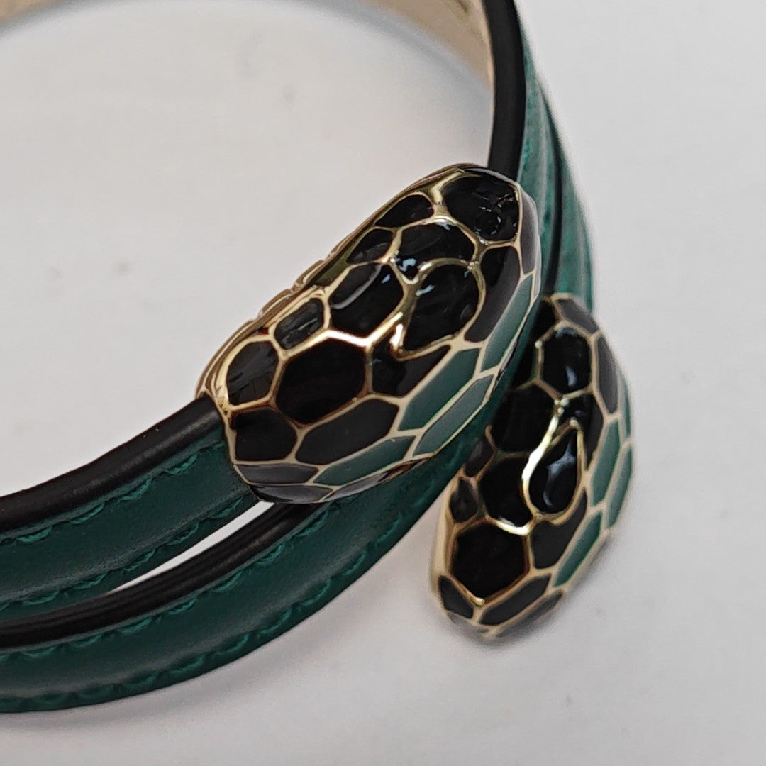 SERPENTI Brass Green Bangle