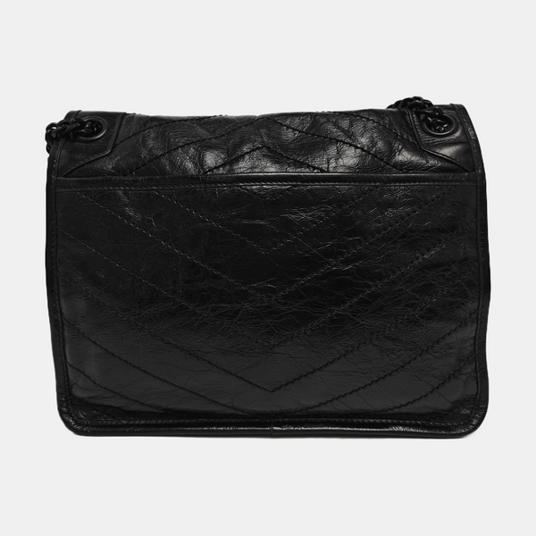NIKI Medium Chevron Calfskin Black