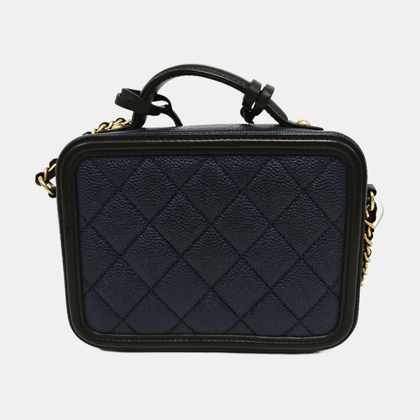 Authenticated pre-owned  FILIGREE Small Quilted Grained Calfskin Blue - Shoulder Bag at Looply