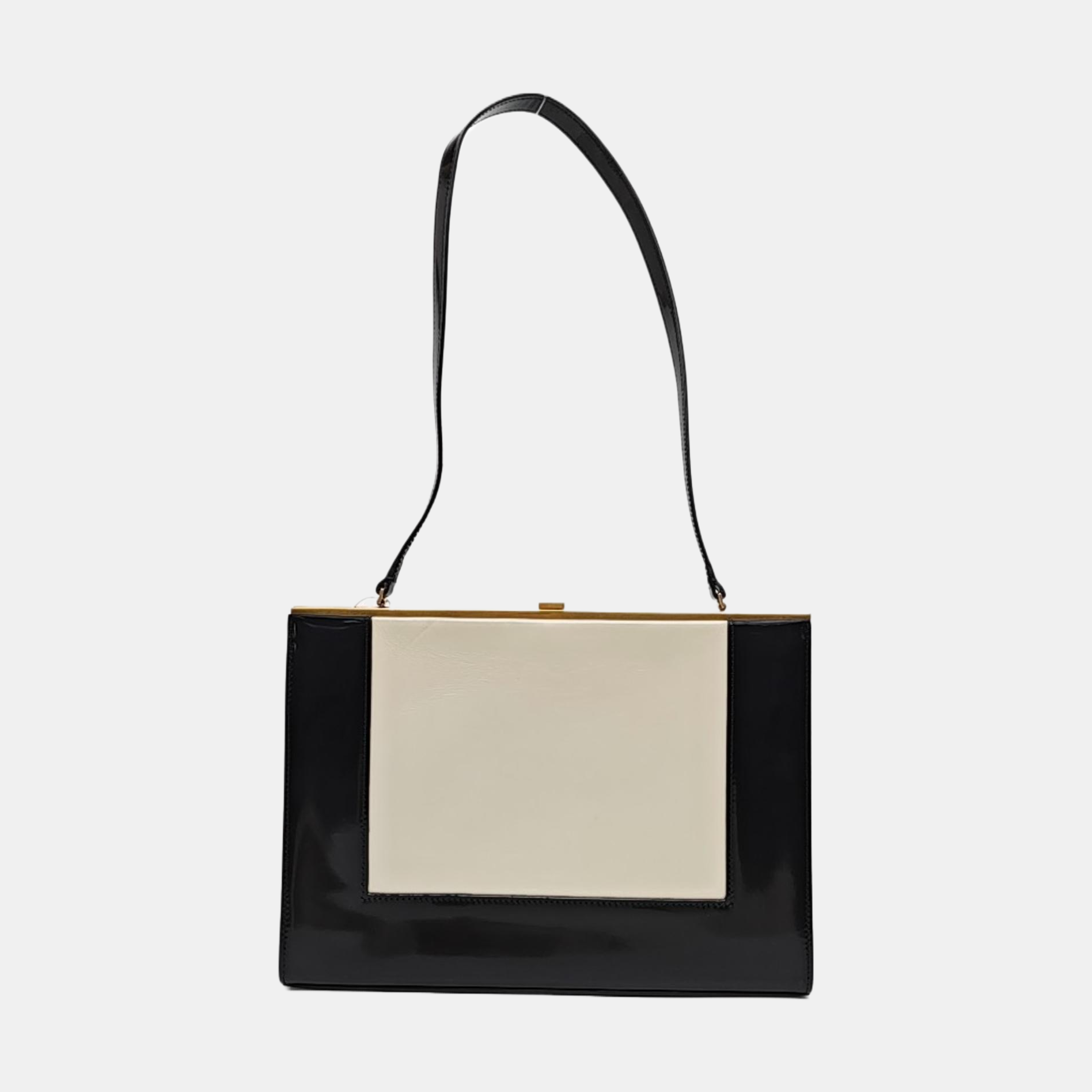 Patent Leather Top Handle Bag Black