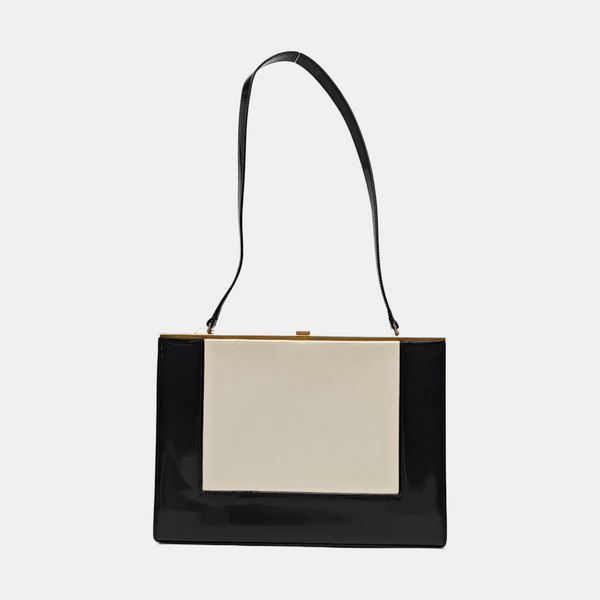 Patent Leather Top Handle Bag Black