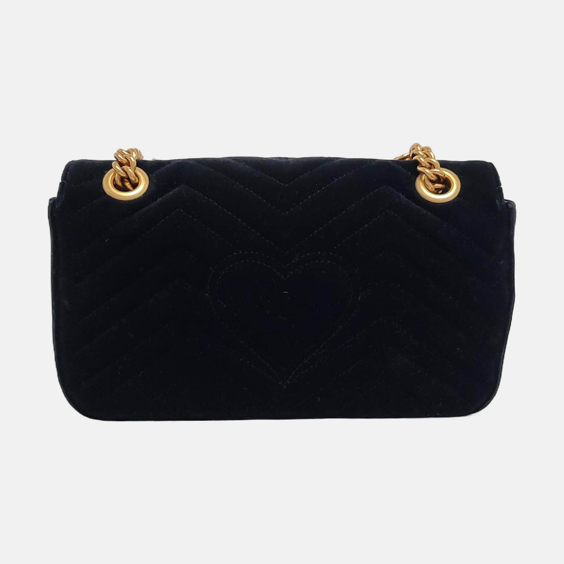 Authenticated pre-owned  GG Marmont Medium Quilted Velvet Black - Shoulder Bag at Looply