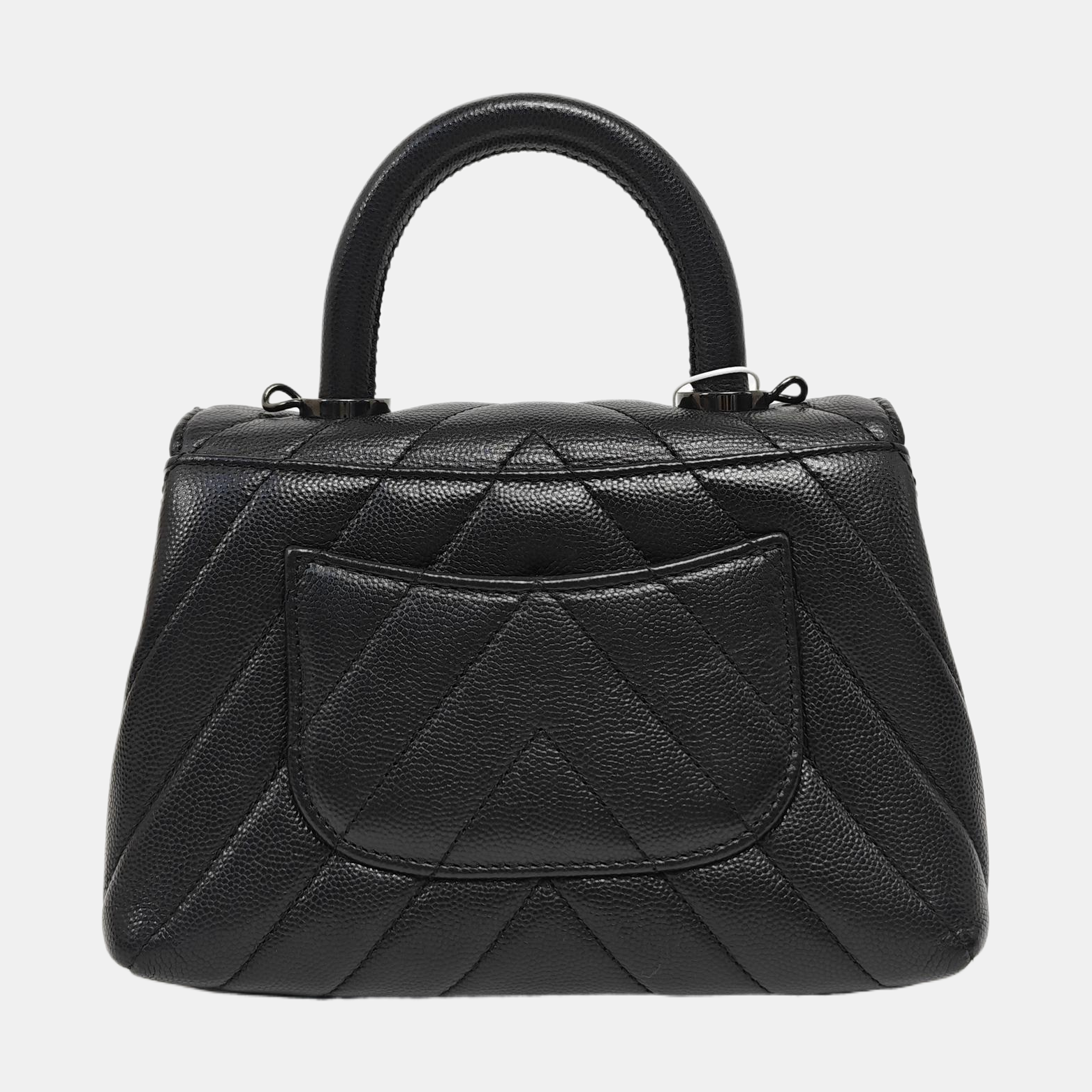 COCO HANDLE Mini Chevron Grained Calfskin Black