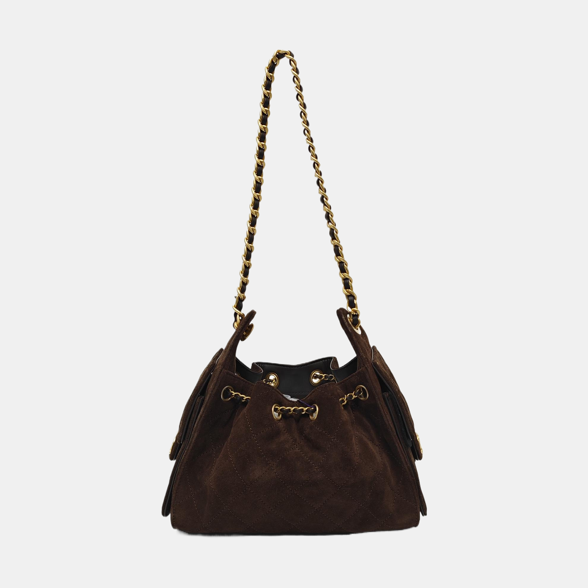 CHANEL 25 Quilted Suede Brown