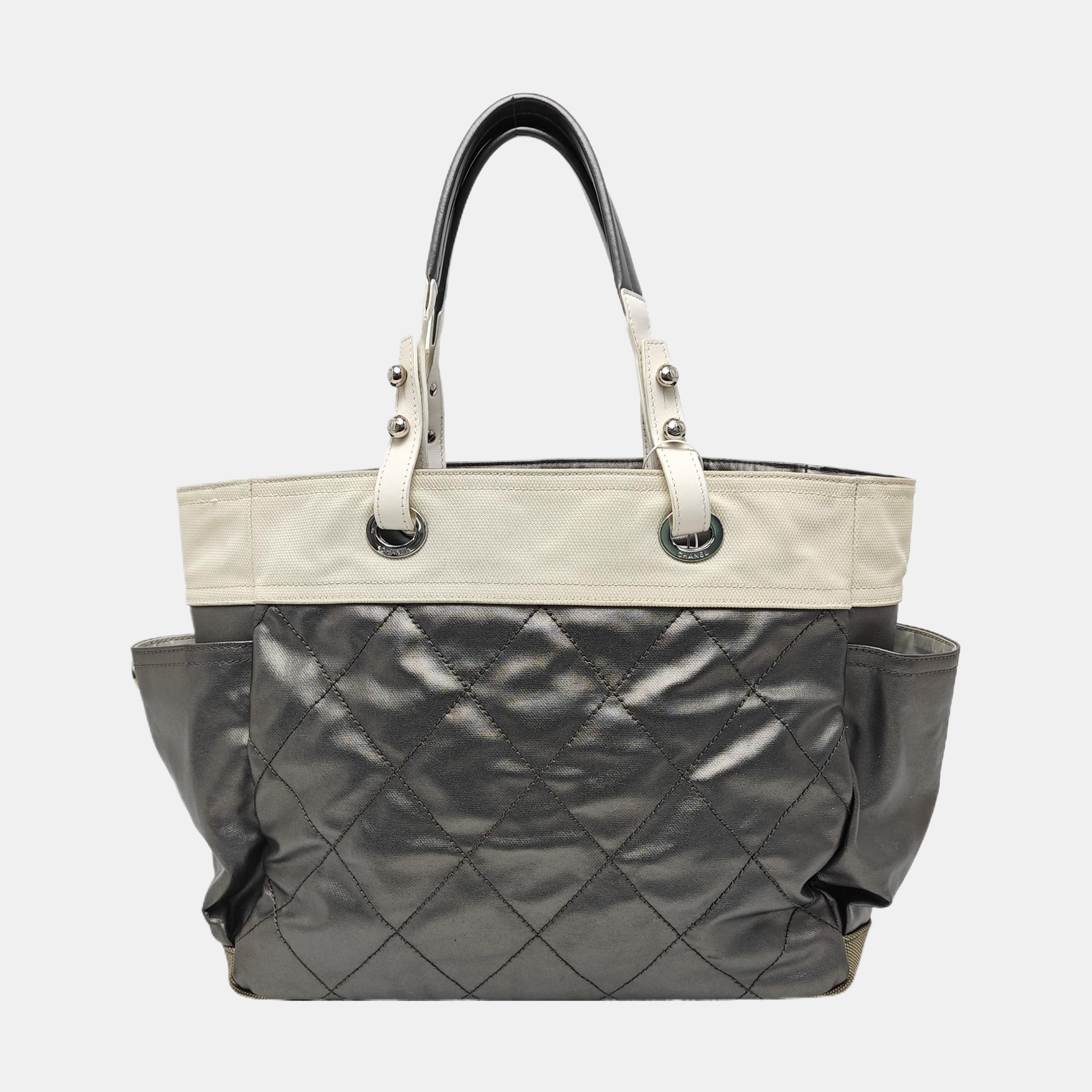 PARIS BIARRITZ Large Quilted Coated Canvas Gray