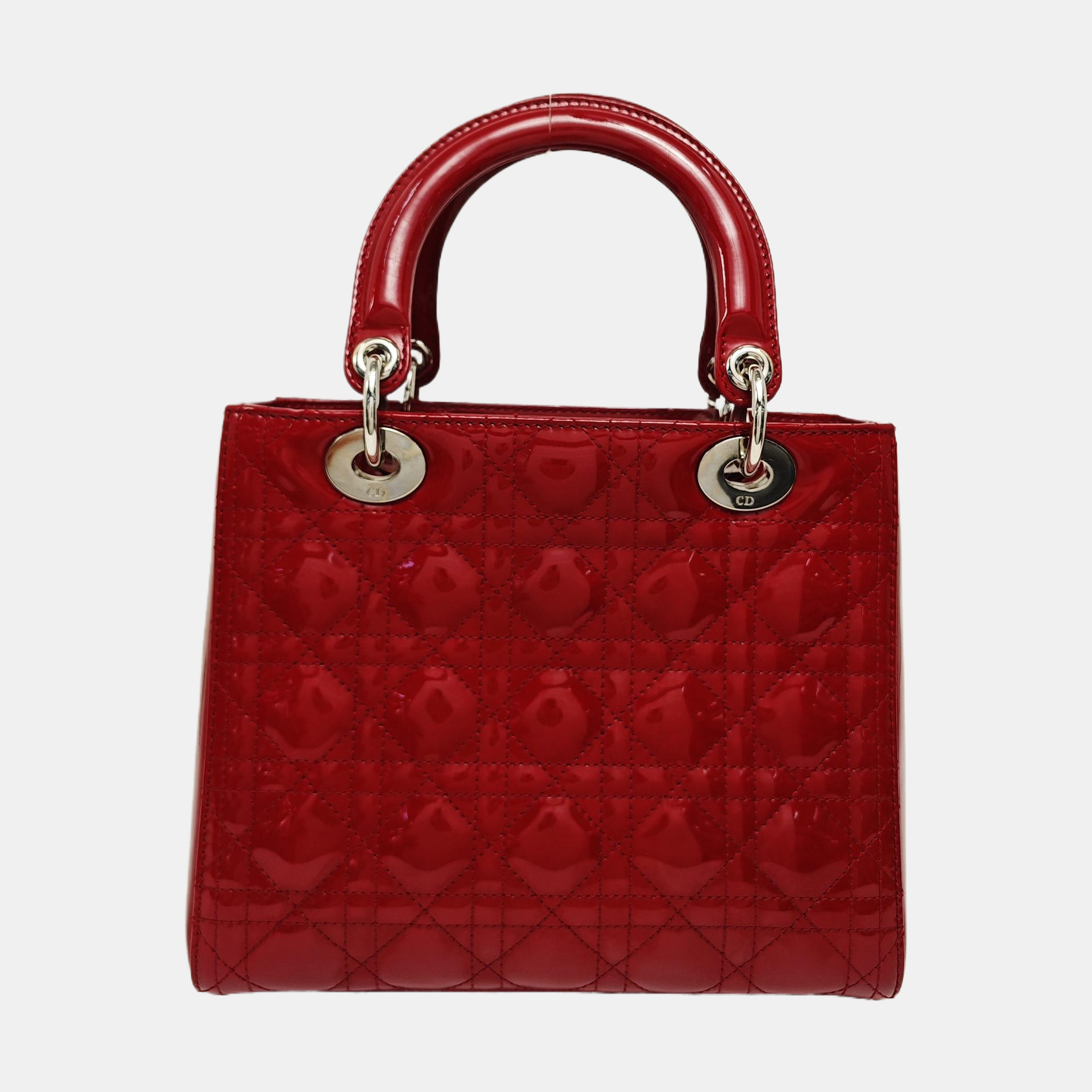 Lady Dior Medium Quilted Patent Leather Red