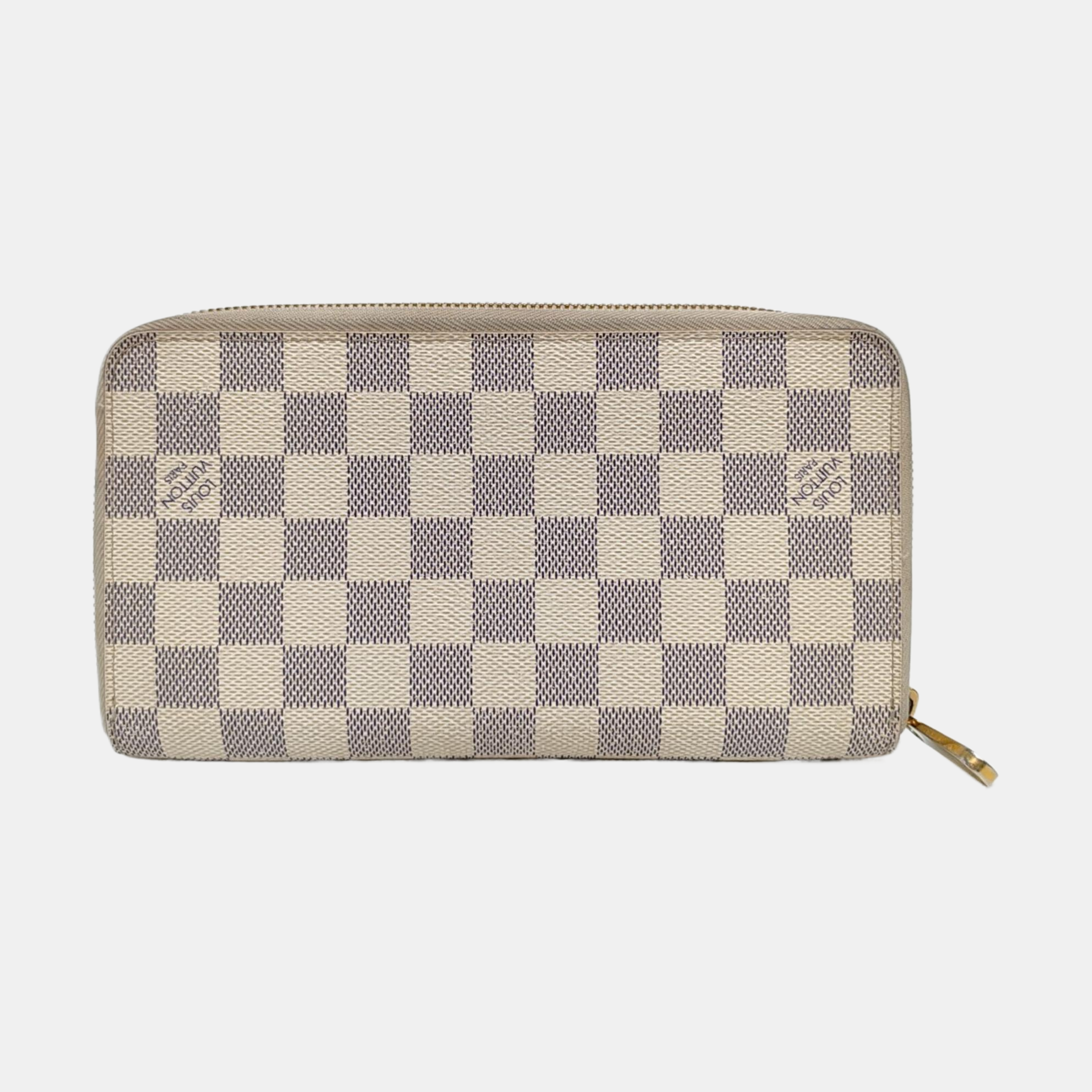 ZIPPY Damier Azur Coated Canvas White Wallet