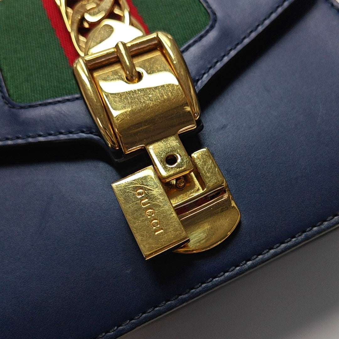 Authenticated pre-owned  Sylvie Small Calfskin Blue - Shoulder Bag at Looply