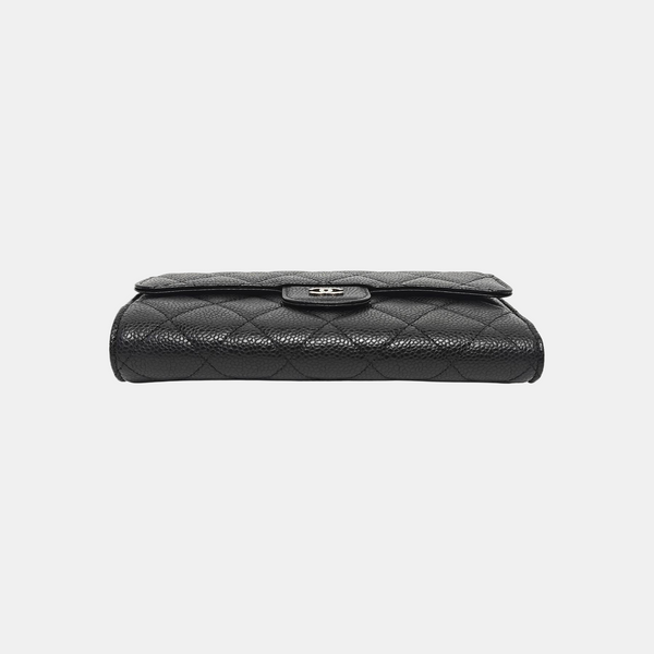 CLASSIC FLAP Mini Quilted Grained Calfskin Black Wallet