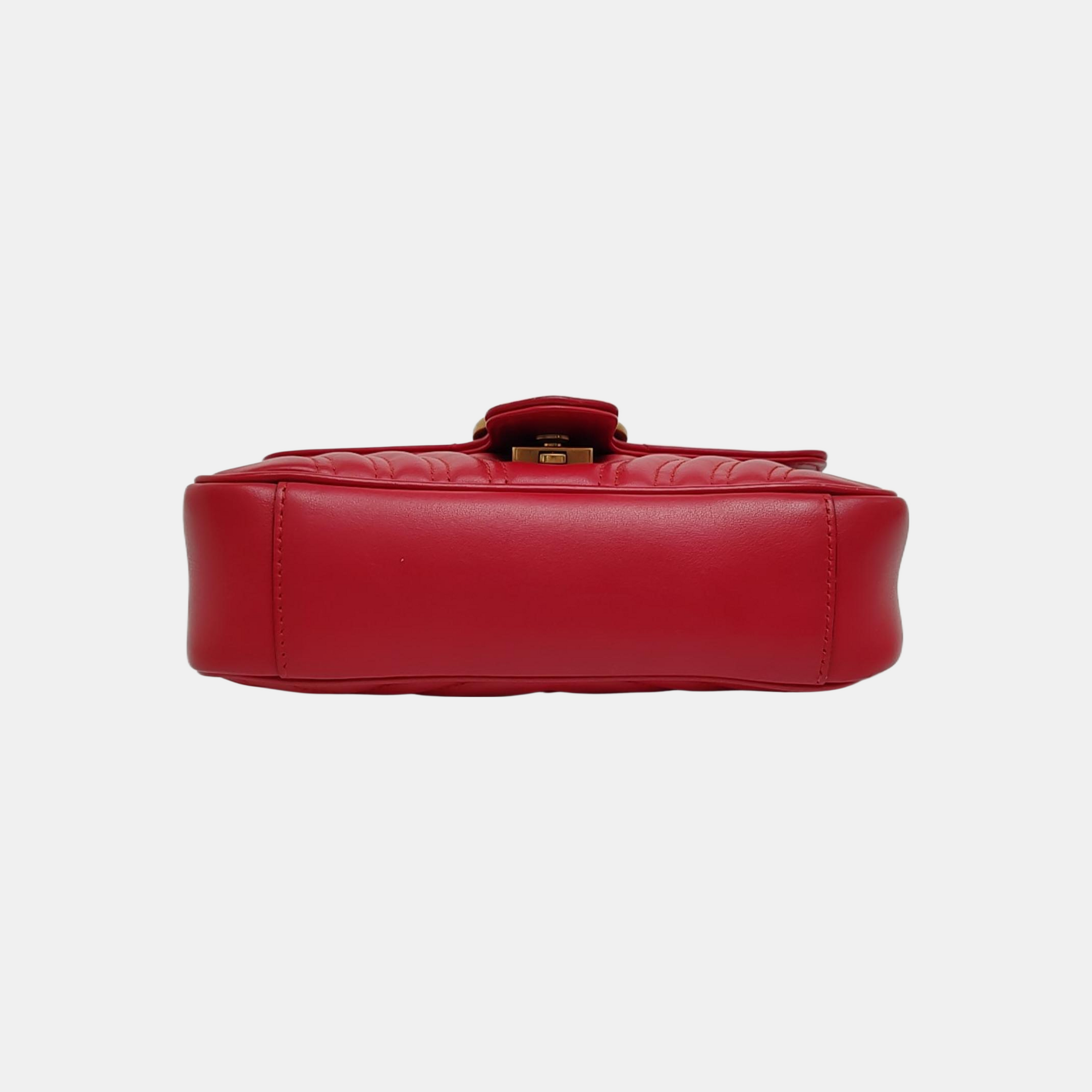 GG Marmont Small Quilted Calfskin Red