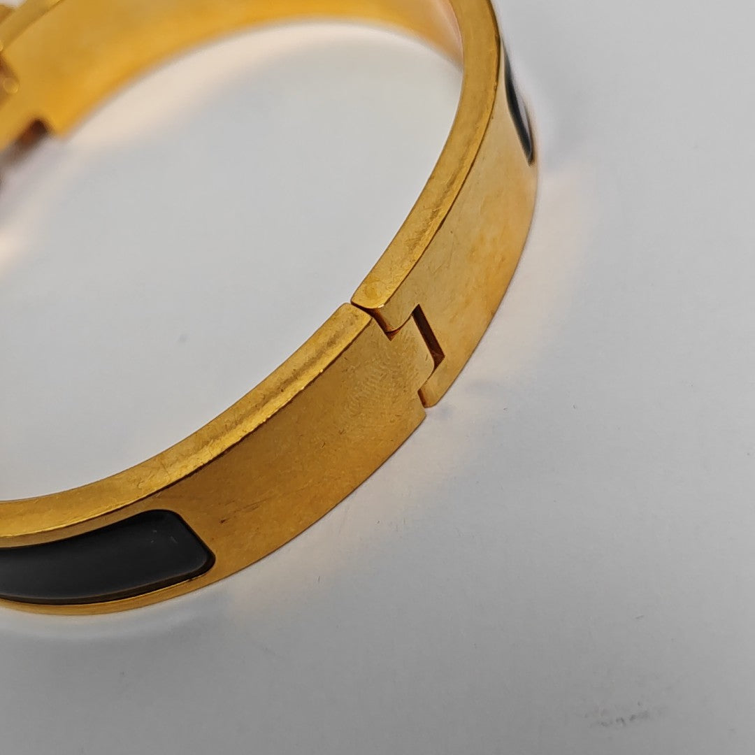 Clic H Metal Black Bangle