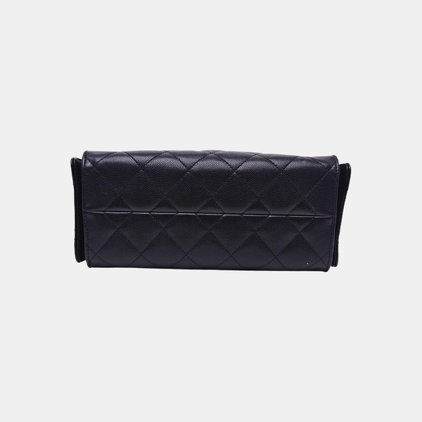 CHANEL 25 Mini Quilted Grained Calfskin Black
