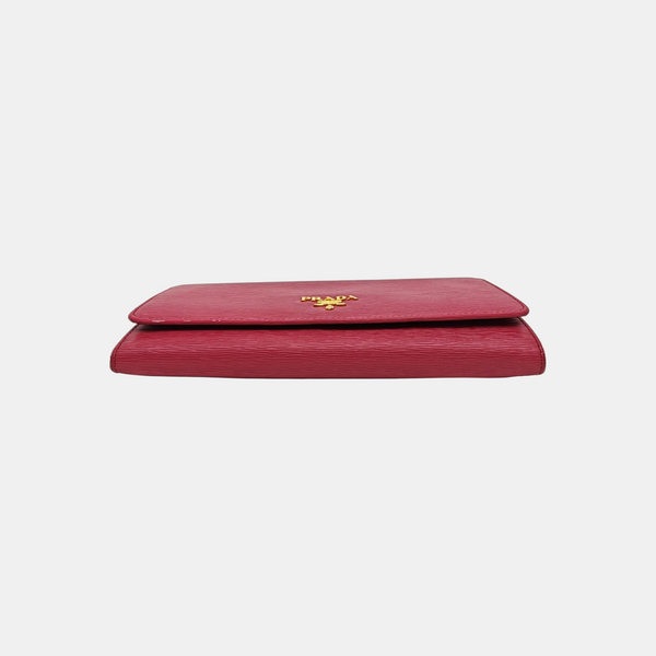 Fold Wallet Saffiano Calfskin Red Wallet