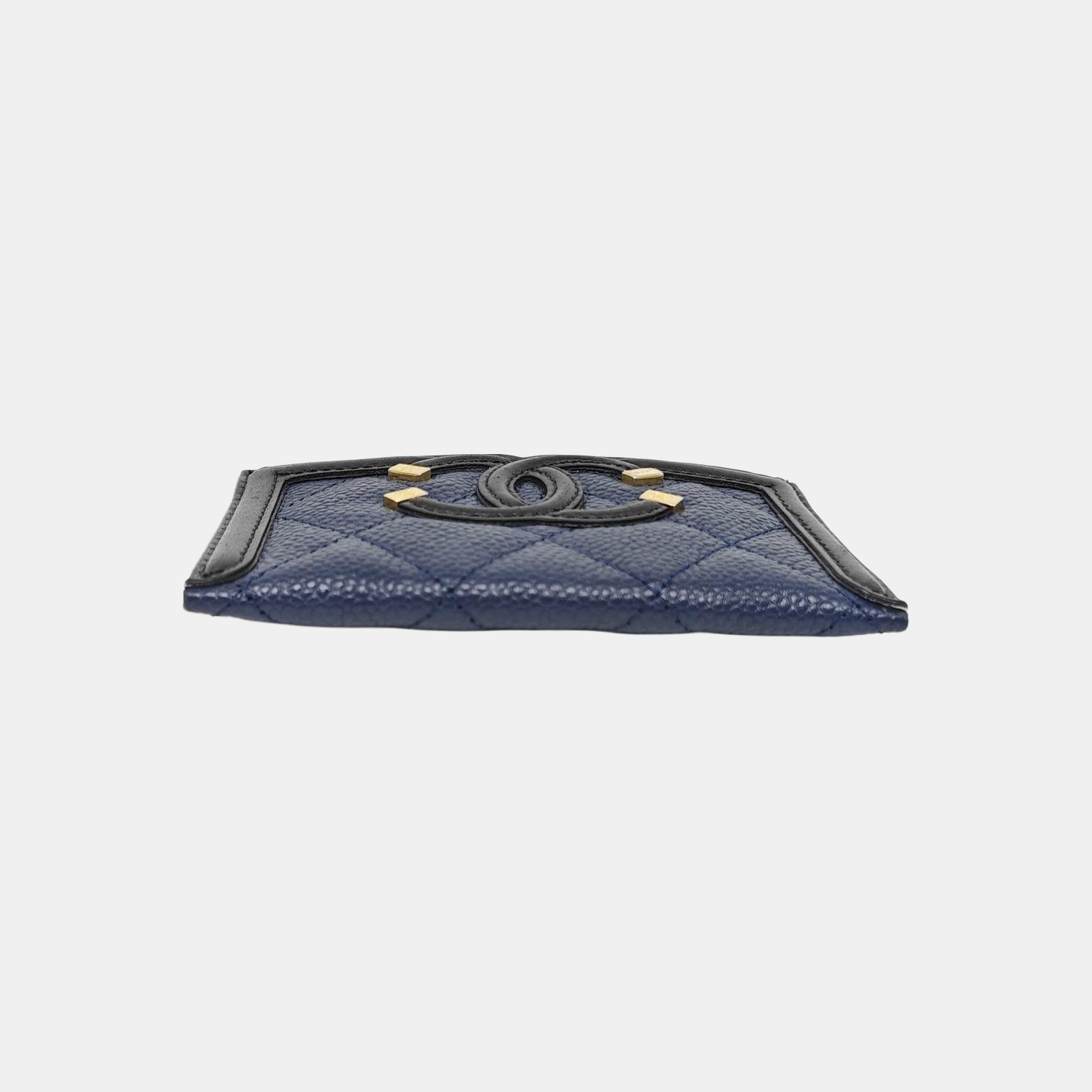 Authenticated pre-owned  FILIGREE Quilted Grained Calfskin Blue Card Holder - Card Holder at Looply