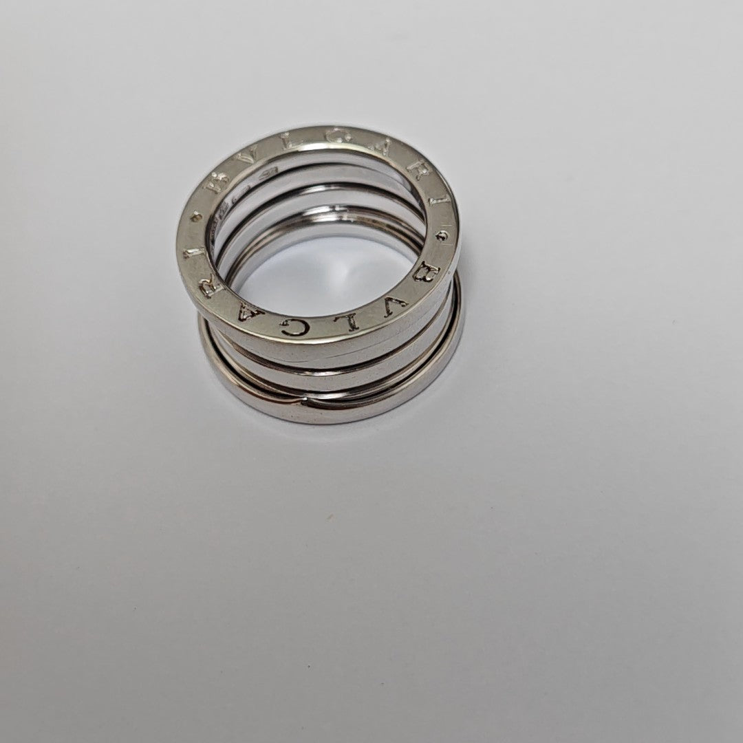 B.ZERO1 18k White Gold Silver Ring EU 51
