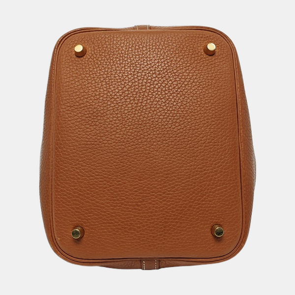 Authenticated pre-owned  Picotin Lock 22 Clemence Brown - Bucket Bag at Looply