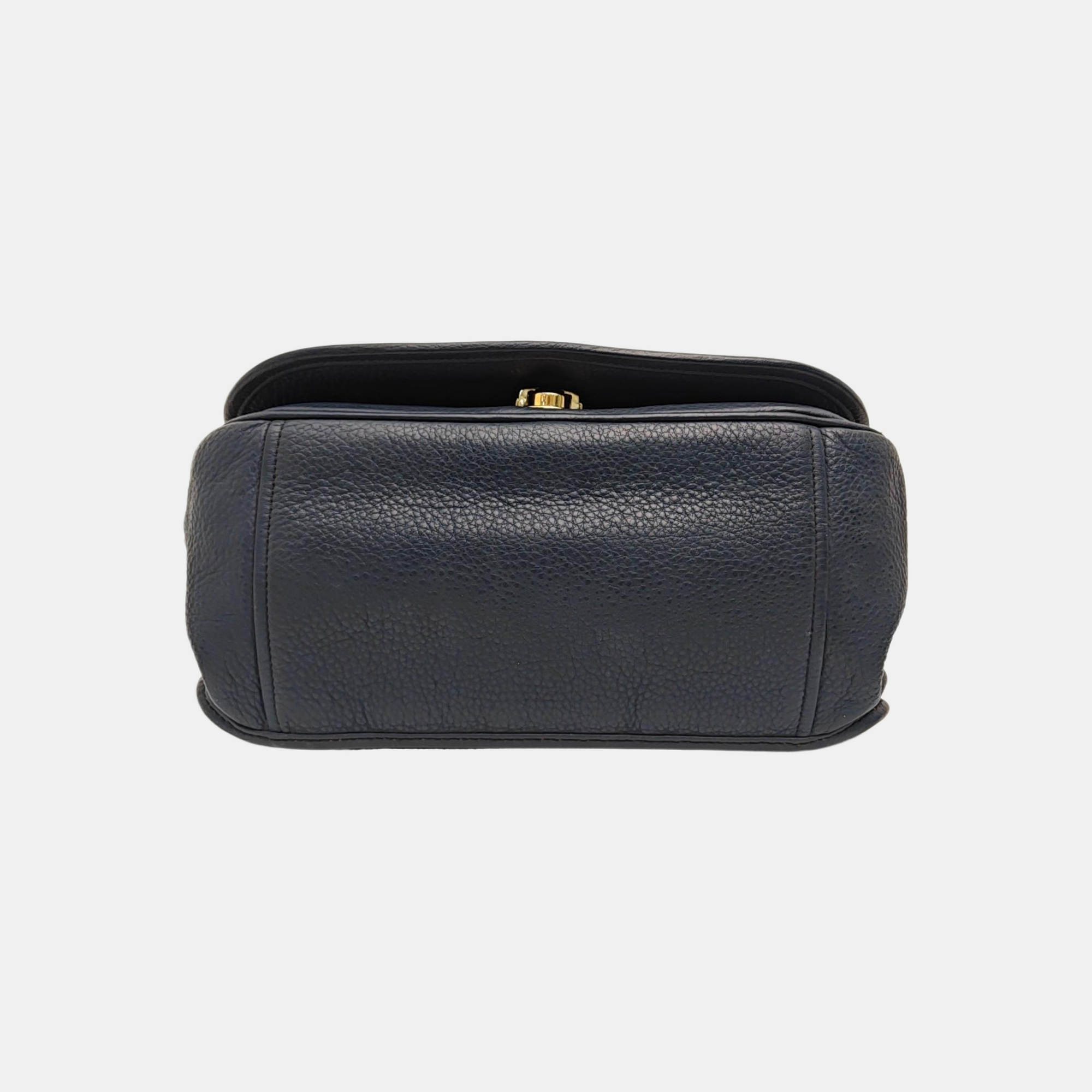 Leather Shoulder Bag Blue