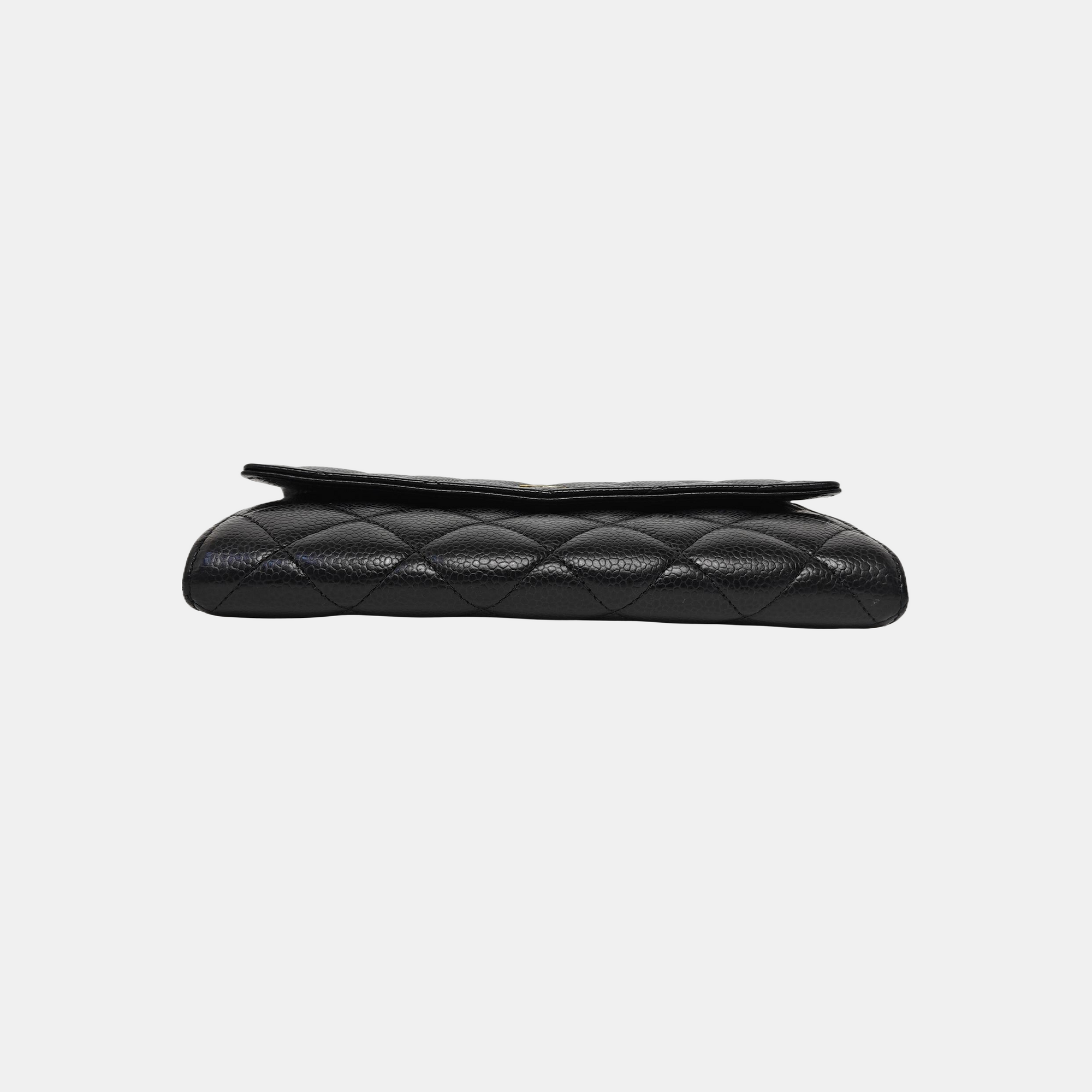 CLASSIC FLAP Mini Quilted Grained Calfskin Black Wallet