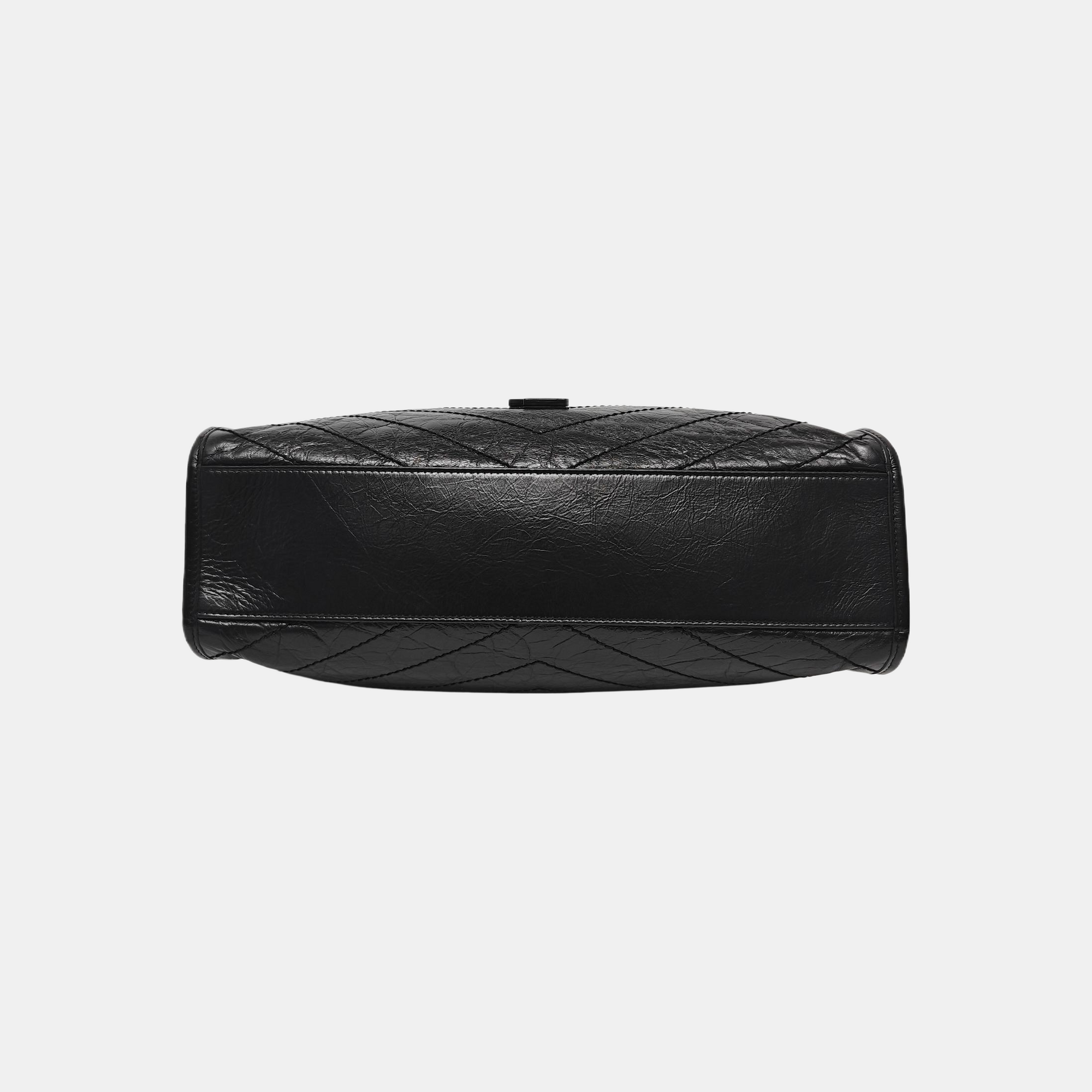 NIKI Medium Chevron Calfskin Black