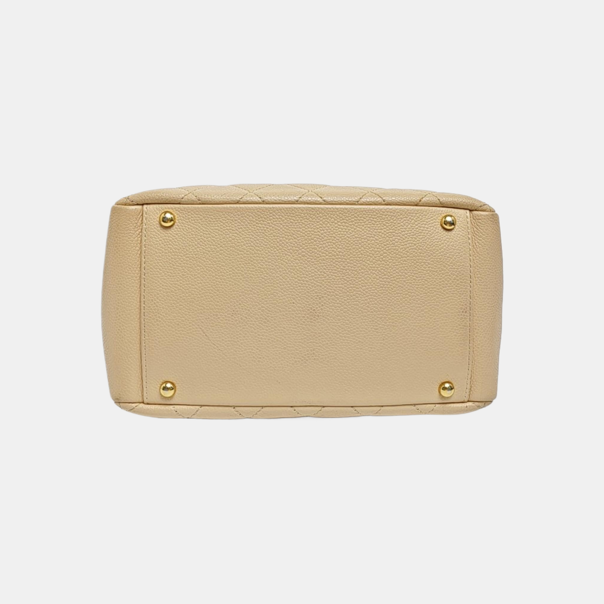 CHANEL PETITE Quilted Grained Calfskin Beige